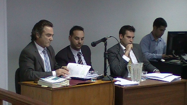 El fiscal general jefe Arnaldo Maza, el funcionario Koltsch y el abogado Castro por la parte acusadora