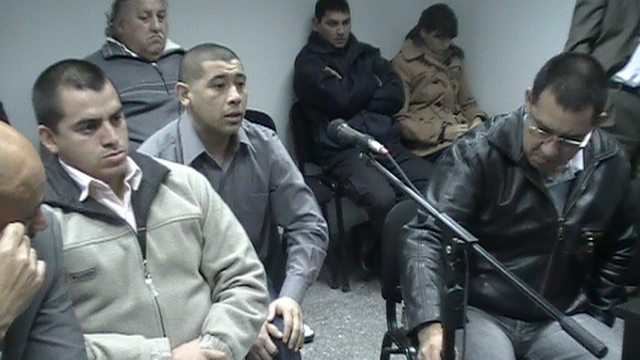 Los tres acusados durante la audiencia